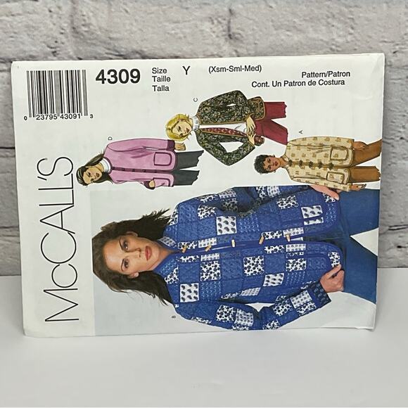 McCall's Sewing Pattern #4309 Jacket Women's Sizes XS-M Uncut Arts & Crafts - Picture 4 of 5
